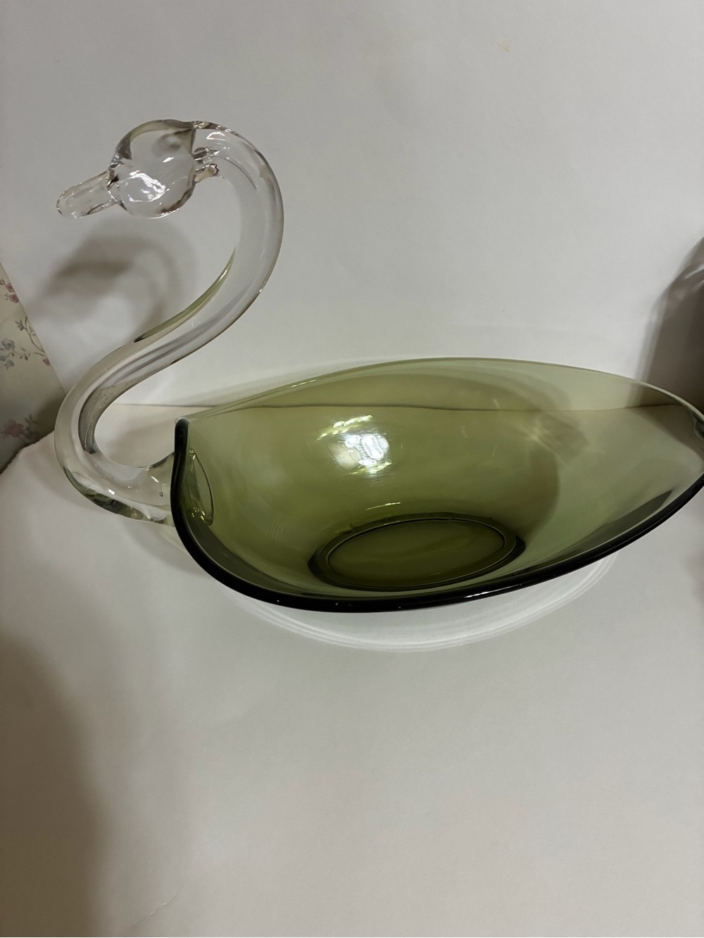 Duncan Miller 1950s Handblown Glass Swan Bowl